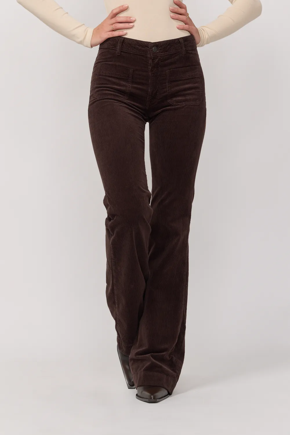 Acquaverde Charlotte pantalone Brown bootcut velluto