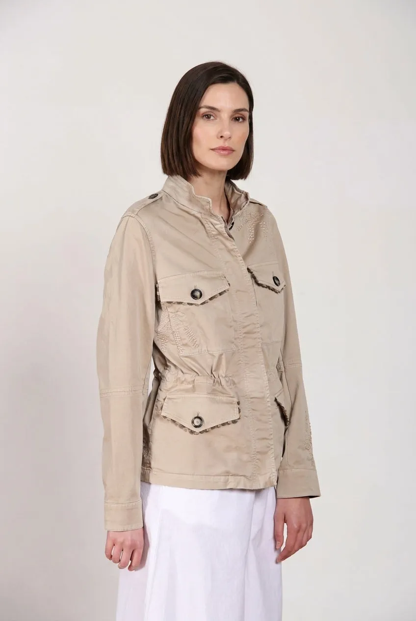 Mason's Eva giubbotto donna beige ricamo fiori