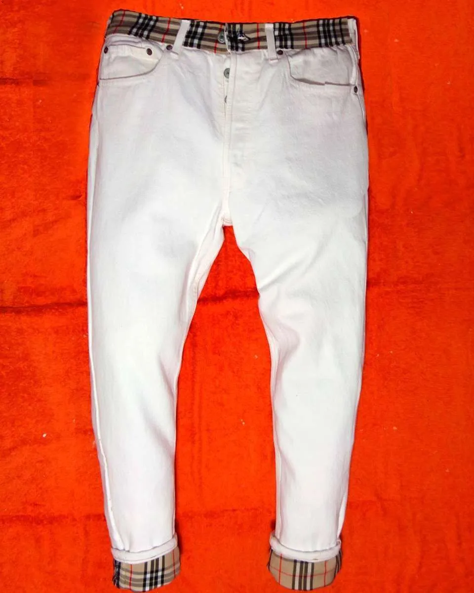 Levi's Vintage jeans bianco personalizzato check