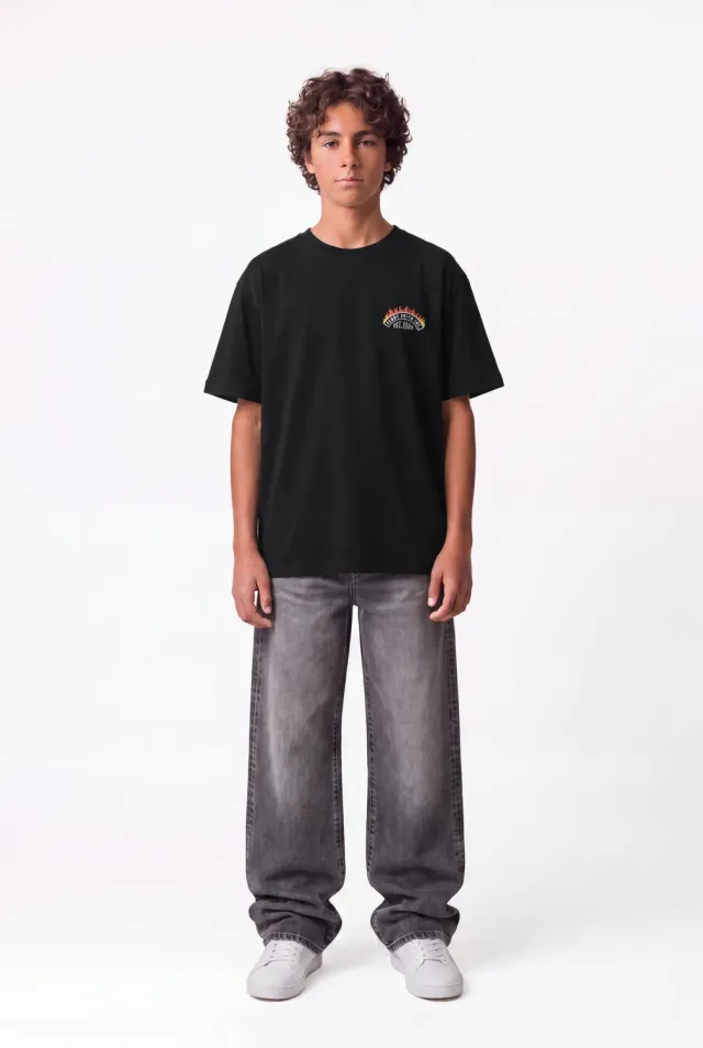 Teddy Smith T-Feu T-Shirt Bambino Nero Cotone Stampa