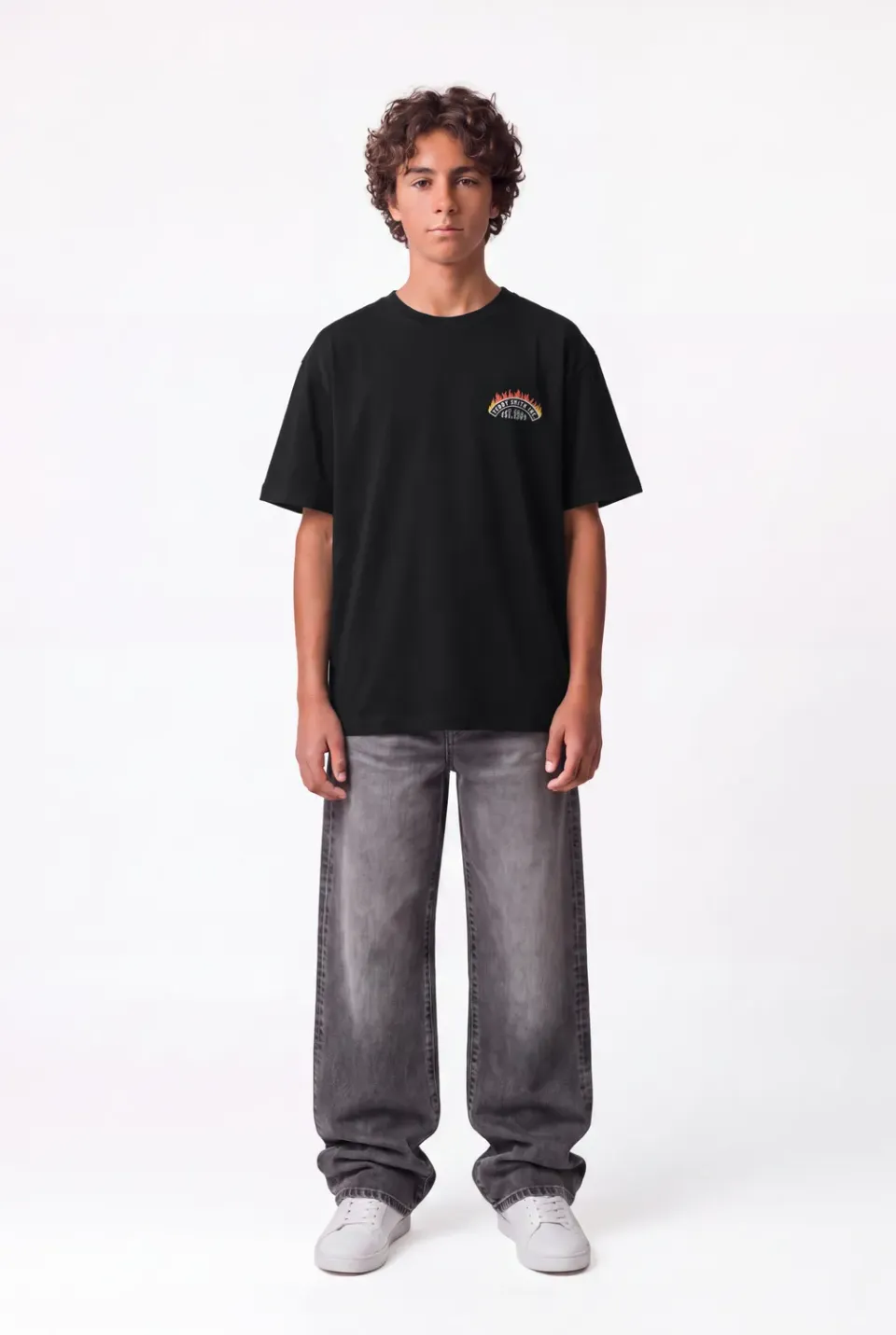 Teddy Smith T-Feu T-Shirt Bambino Nero Cotone Stampa