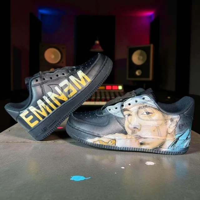 Nike Air Force 1 Eminem nere sneakers dipinte a mano
