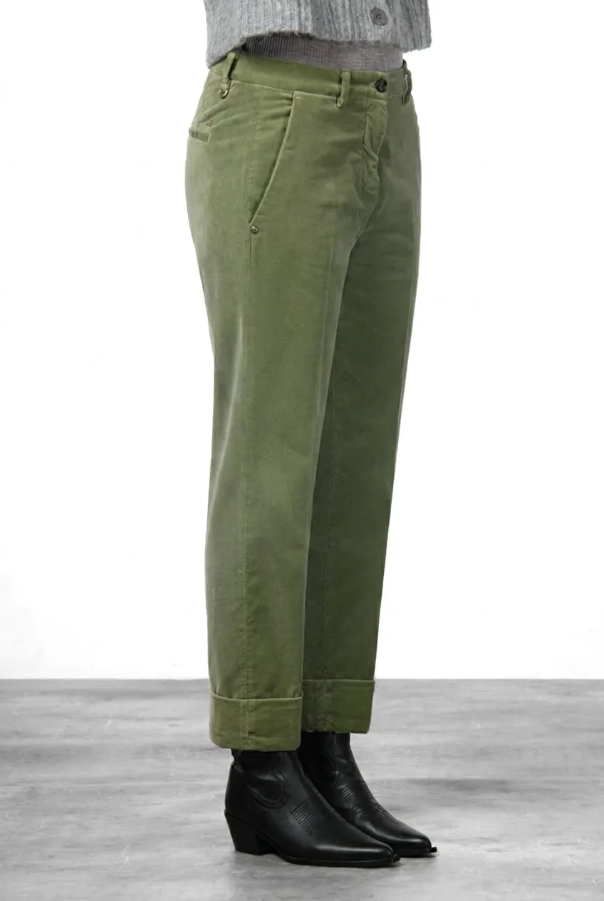 Mason's New York Carrot Pantaloni Chino Verde Salvia Velluto