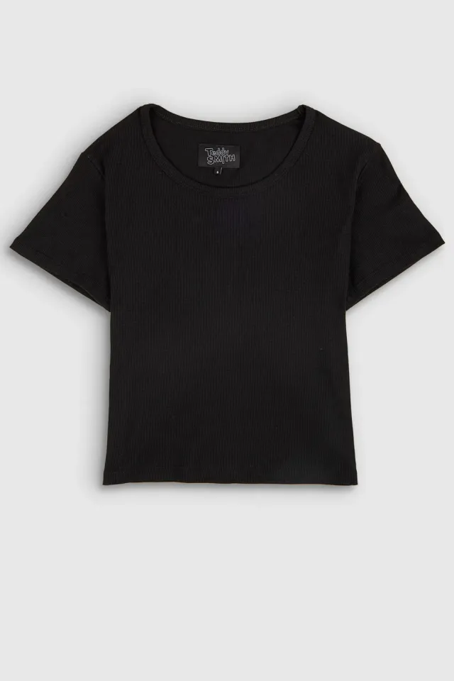 Teddy Smith T-Rema t-shirt costine nero donna