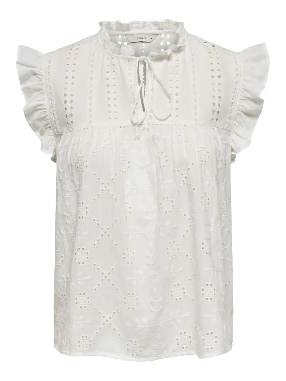 ONLY Onlreva Life S/L Emb Wvn Noos top bianco XS ricamato