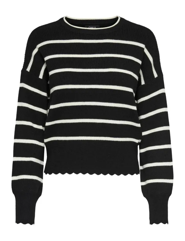 Only Onlibi Pullover Donna Nero a Righe M