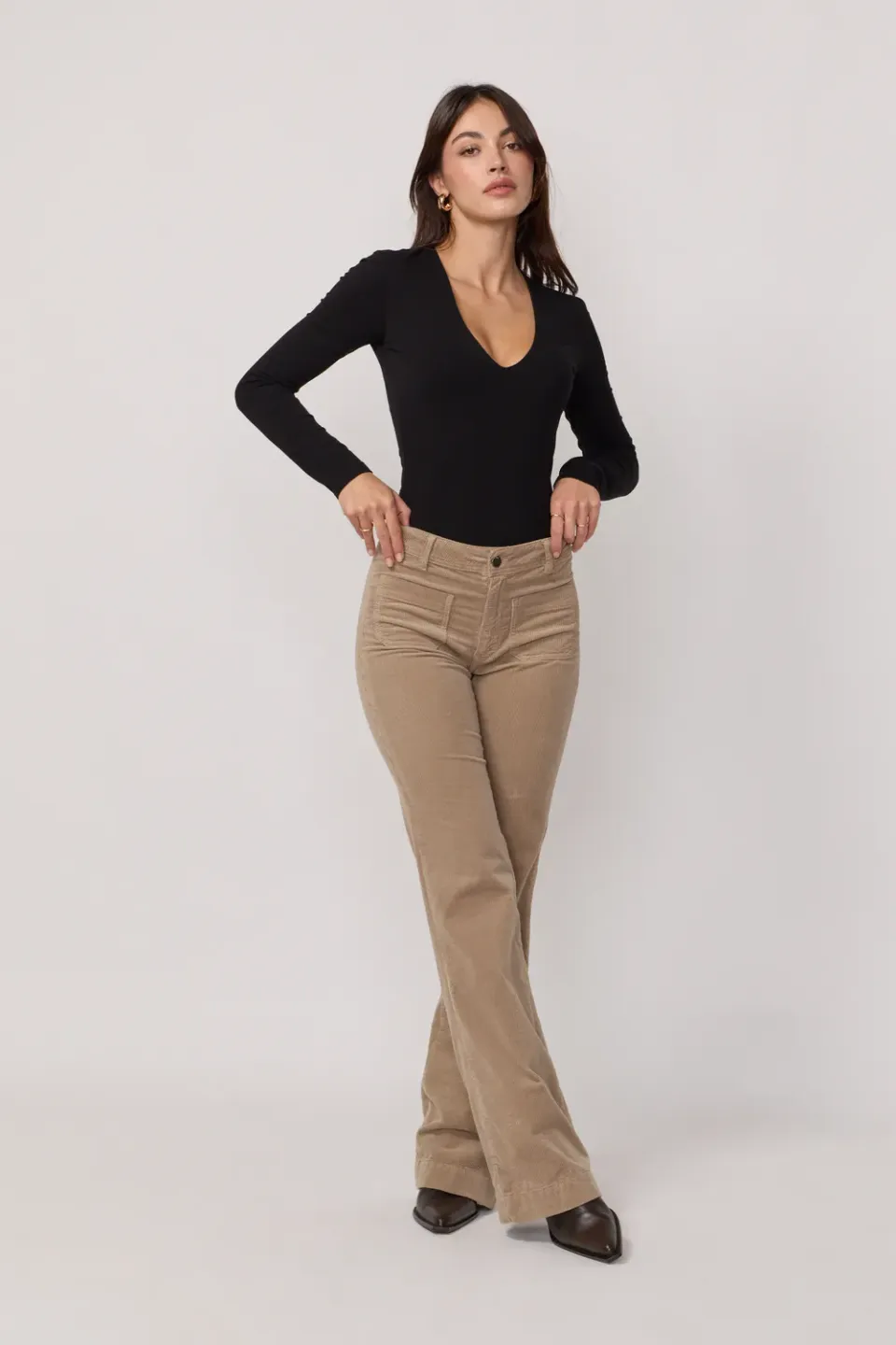 acquaverde Charlotte pantalone velluto argile bootcut