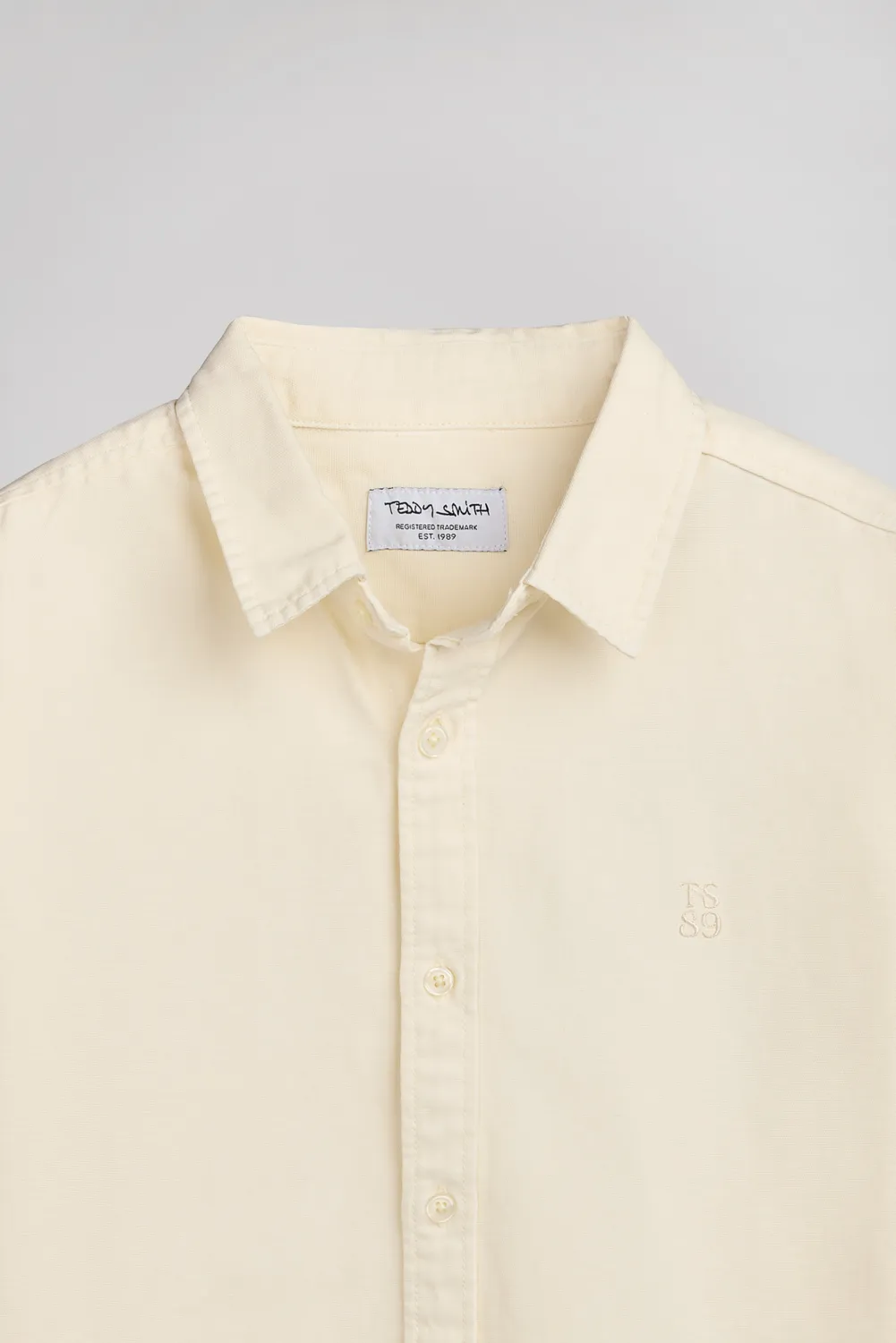 Teddy Smith C-Rick ML camicia crema oxford dritta cotone