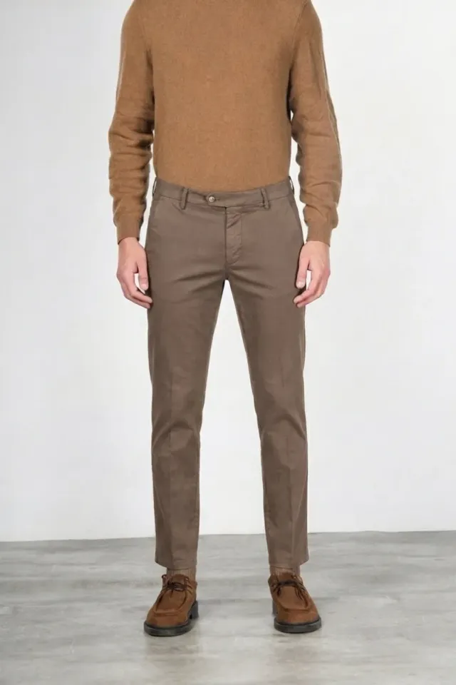 Mason's Torino Flex pantalone chino uomo marrone slim