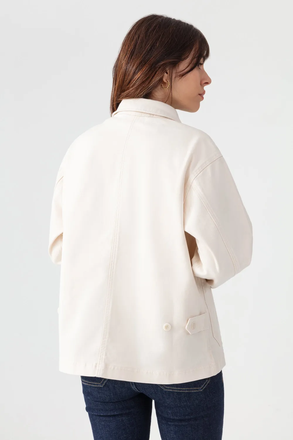 acquaverde Abby giacca in jeans Cream bottoni