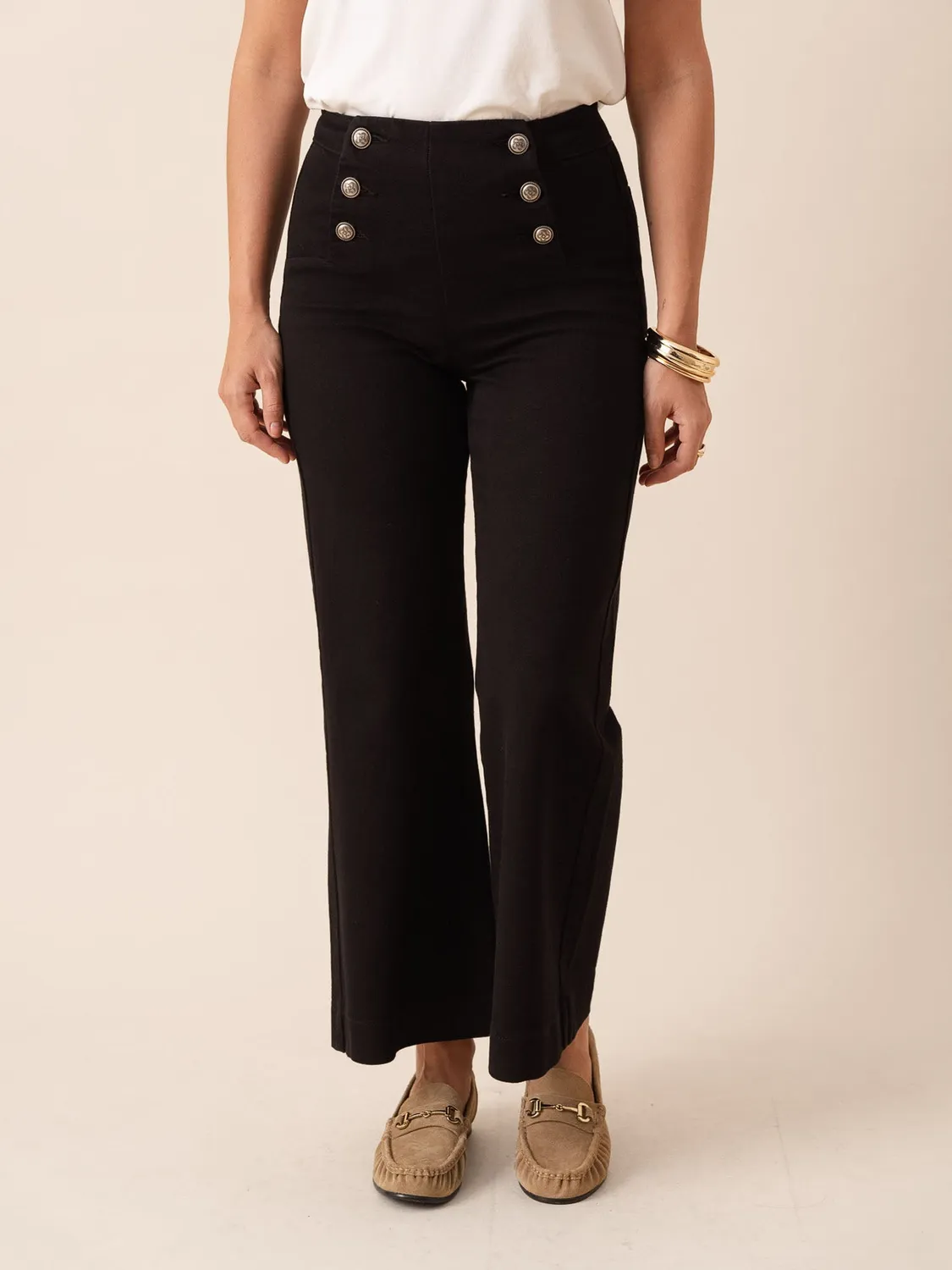 Oraije Victorine jeans wide nero bottoni