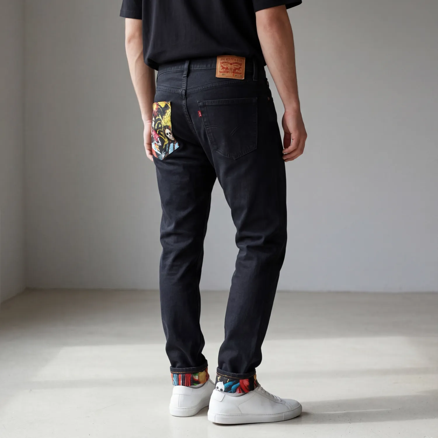 Never Say Never Levi's Vintage Teschi jeans nero tessuto