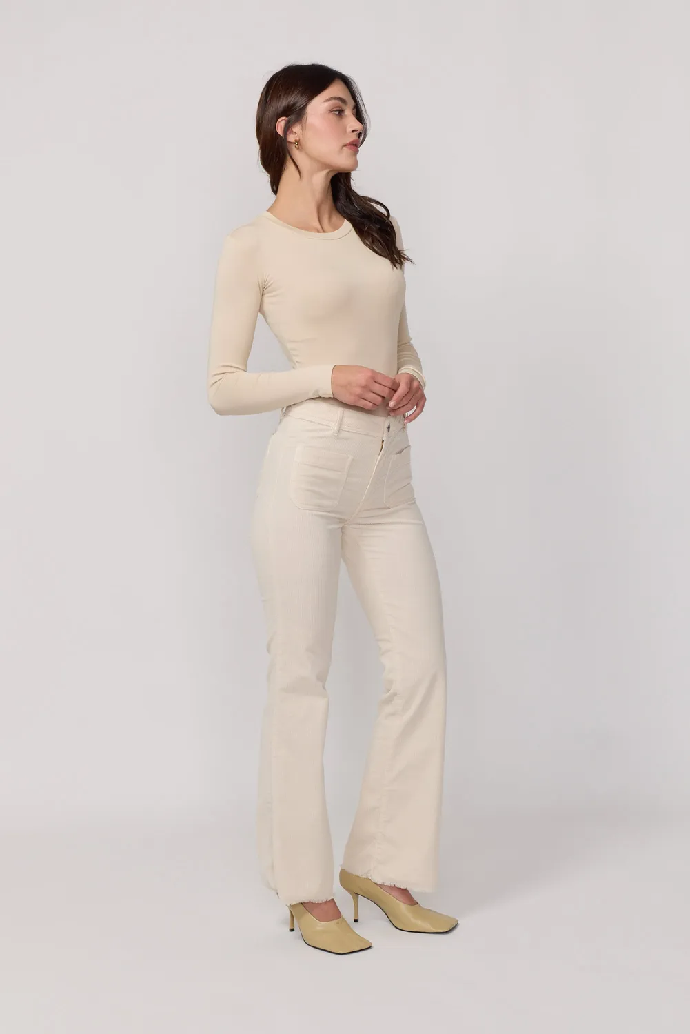 acquaverde Carlotta pantaloni velluto Cream cropped