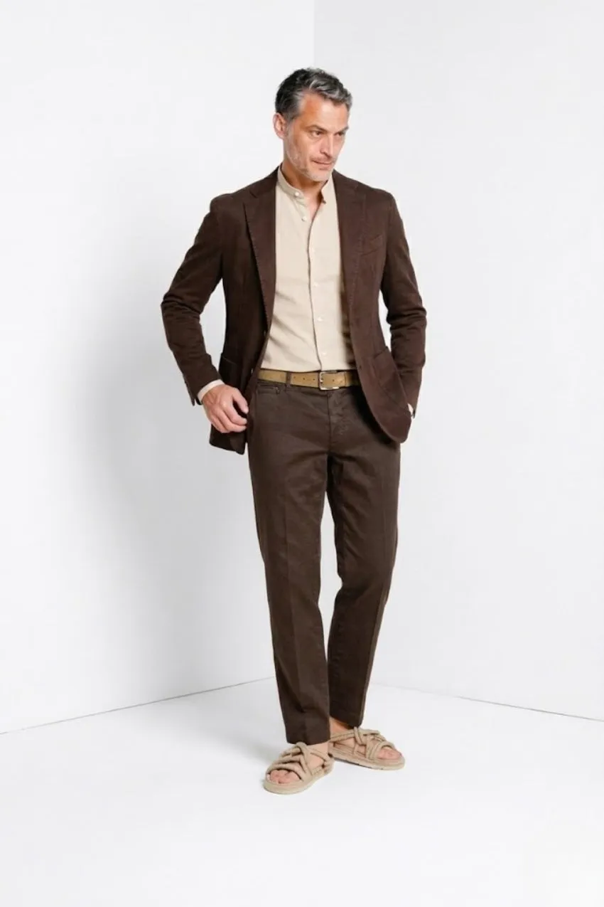 Mason's Da Vinci blazer uomo twill lino marrone
