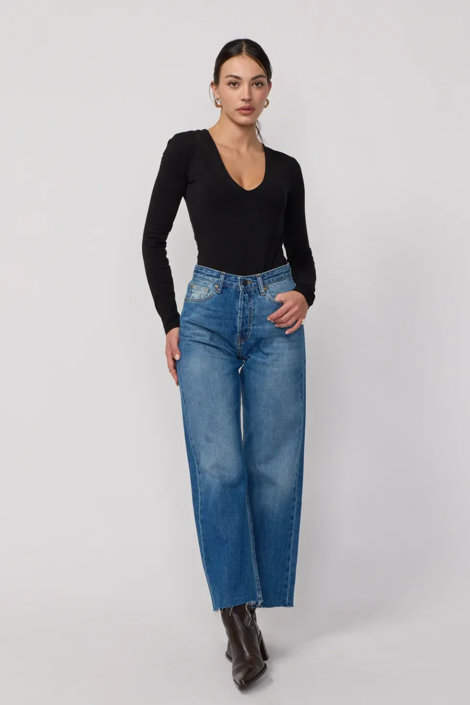 Acquaverde Thelma Jeans Dritti Dirty Vita Alta Rigidi