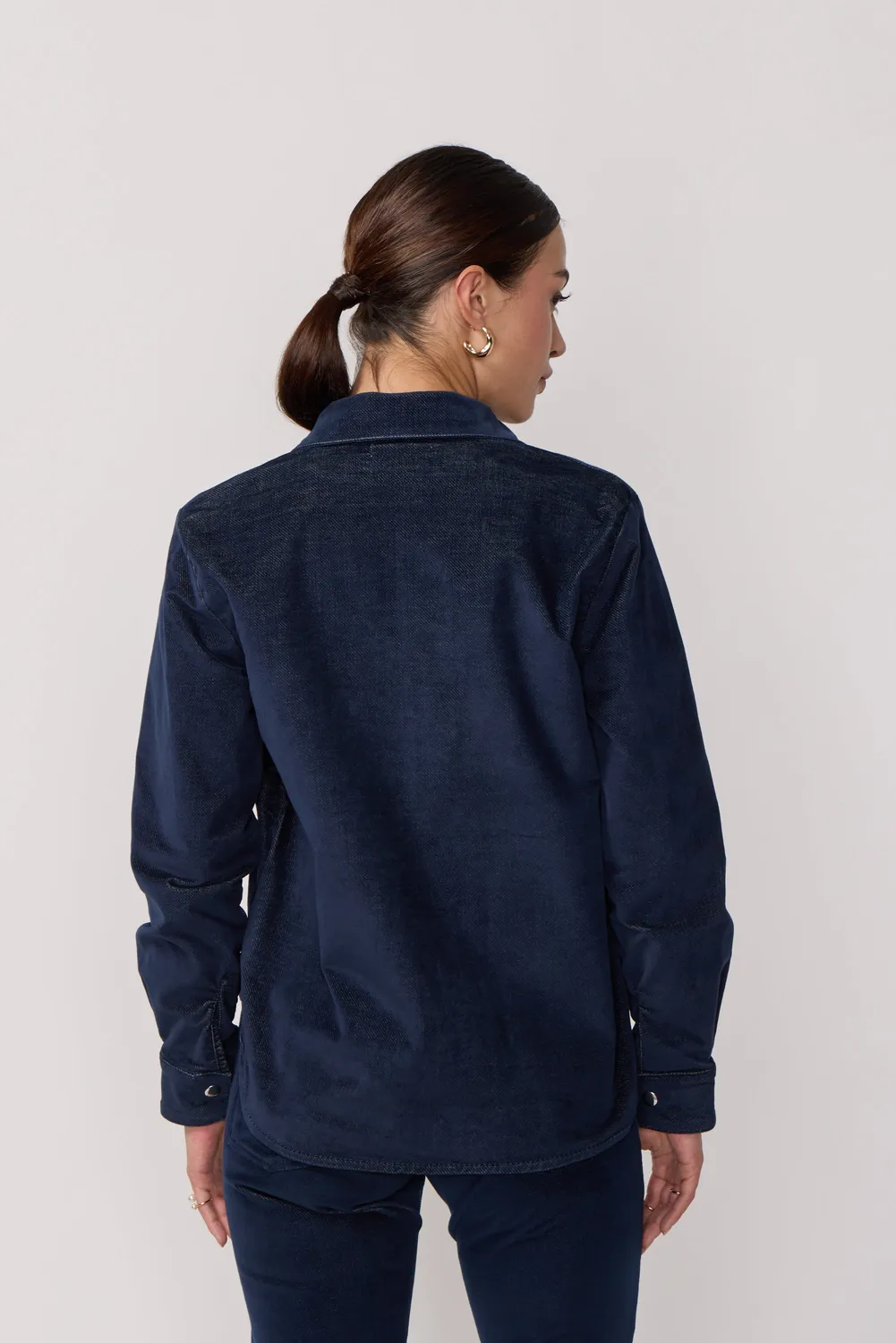 Acquaverde Topaze Camicia Velluto Indigo Ampia