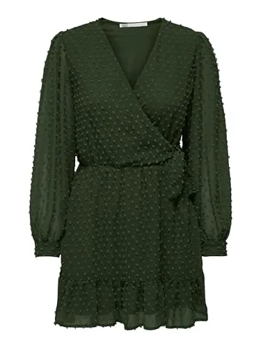 Only Onltiva Wrap abito corto donna nero incrocio