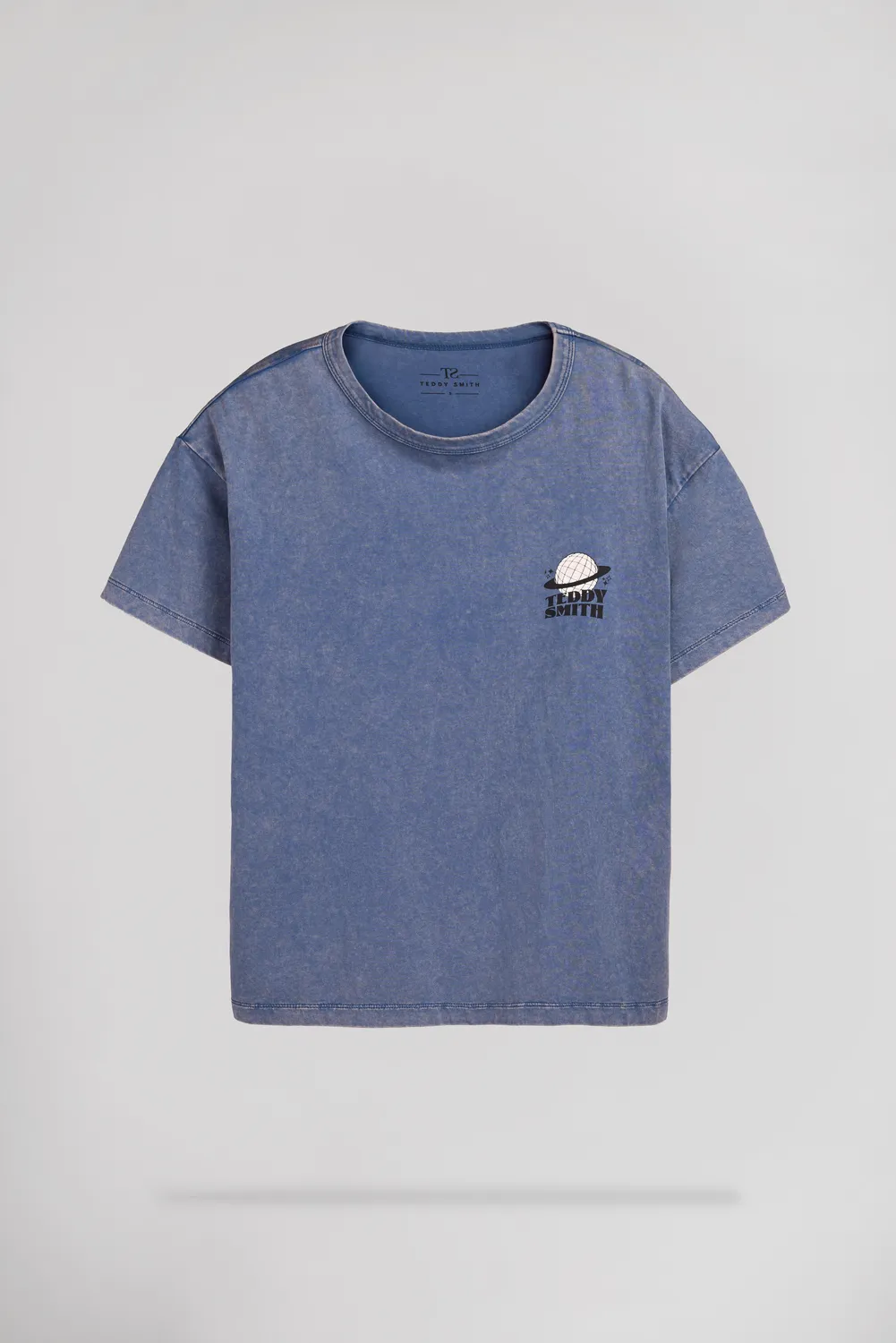 Teddy Smith T-Zoe MC Faded Indigo t-shirt donna oversize cotone