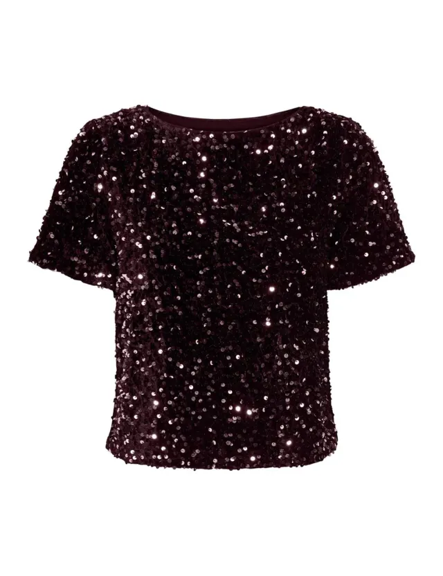 ONLY Onlanika SS Sequins top nero barca