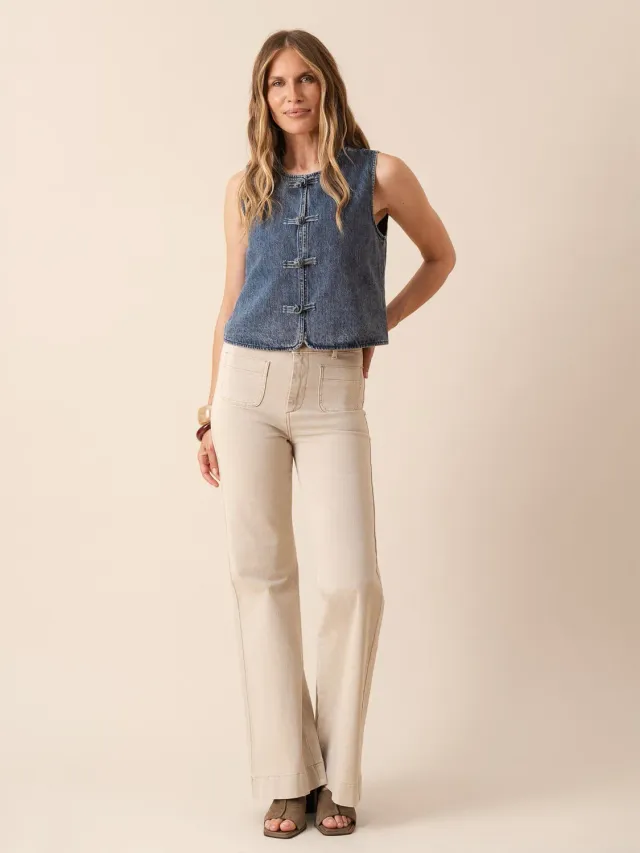 Oraije Elena jeans flare taupe cotone