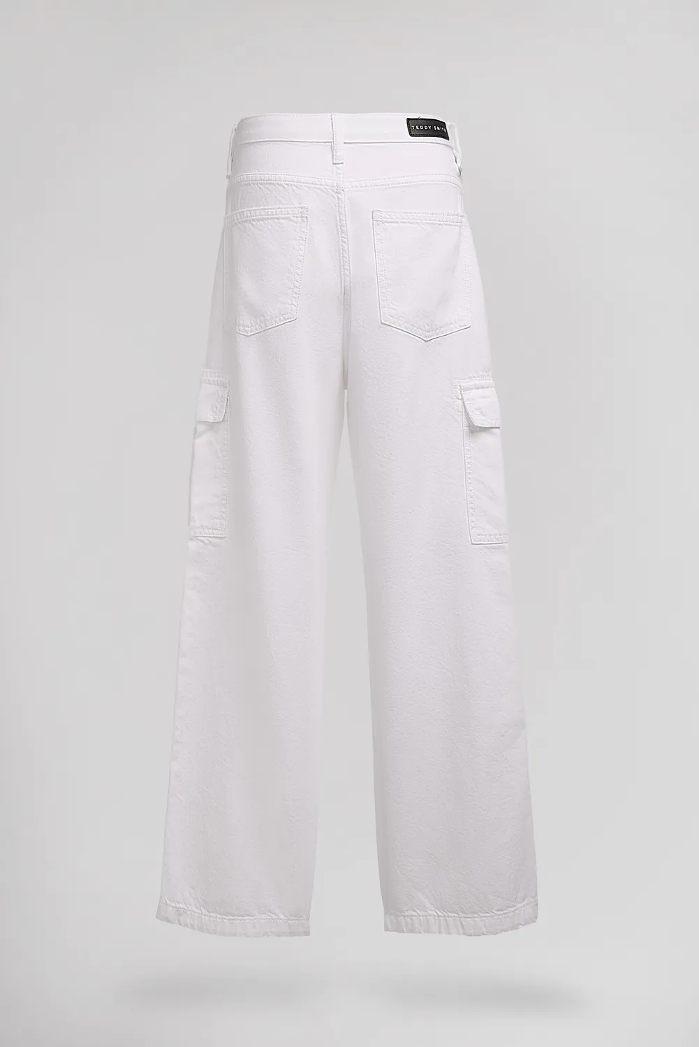 Teddy Smith P-Electra Cargo JR jeans larghi bianco bambina
