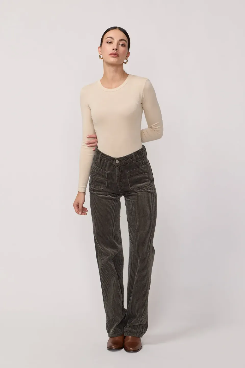 Acquaverde Melvil pantalone Mousse flare velluto