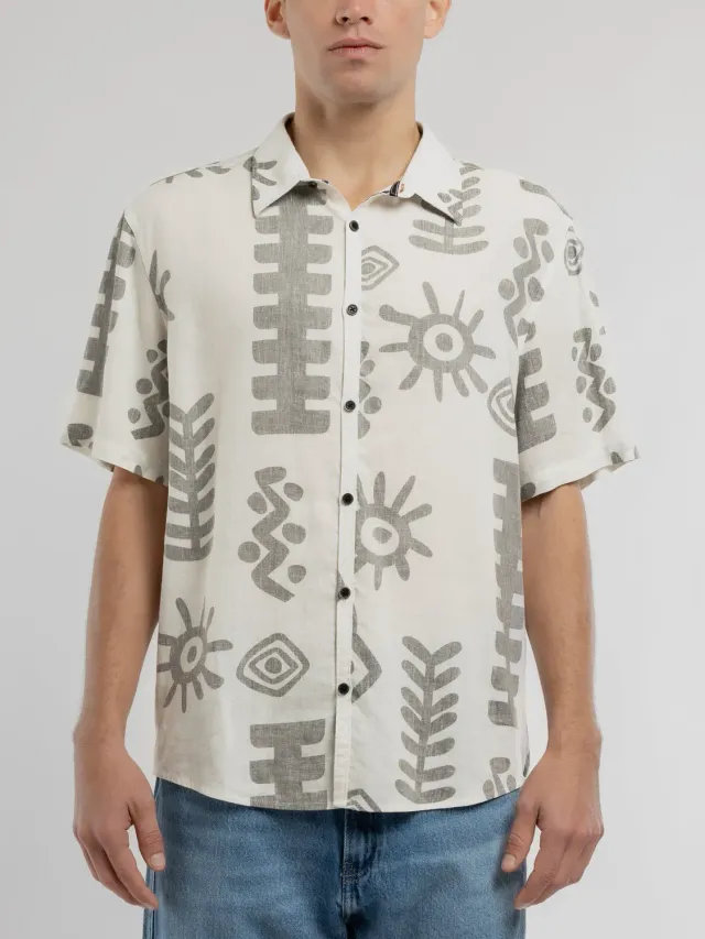 Teddy Smith C-Alberto MC camicia crema fantasia ampia