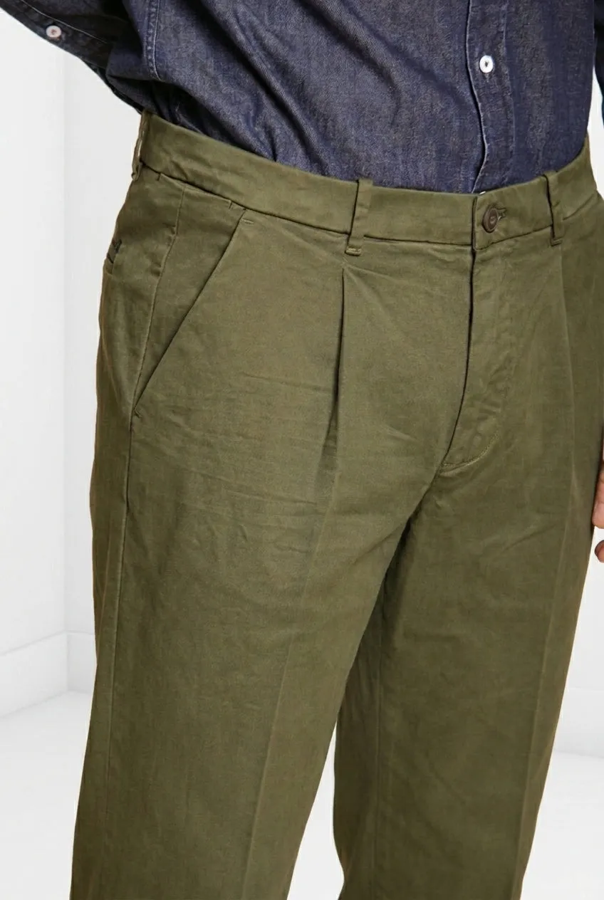 Mason's Pinces pantalone chino oliva relaxed gabardina