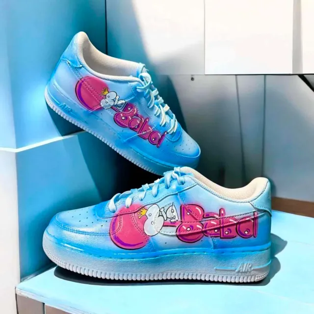 Never Say Never Air Force 1 Big Babol Blue sneakers dipinte