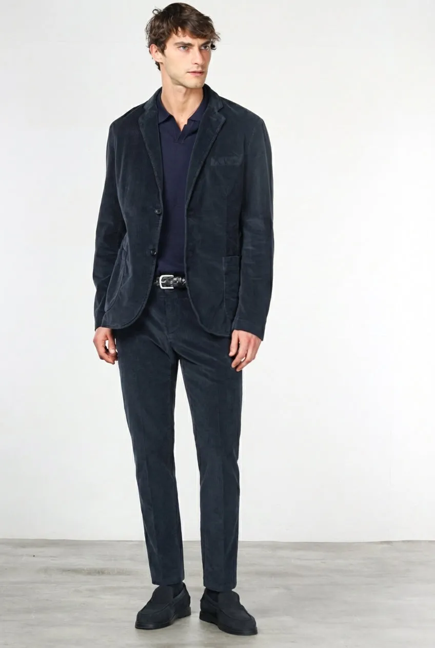 Mason's Tiziano blazer uomo blu notte velluto