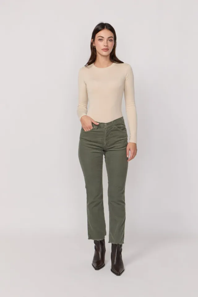 Acquaverde Cara Military Kaki pantalone bootcut velluto