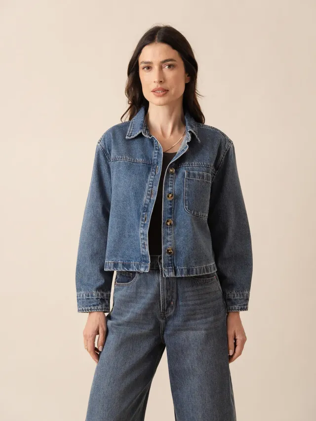 Oraije Calista giacca denim corta azzurra