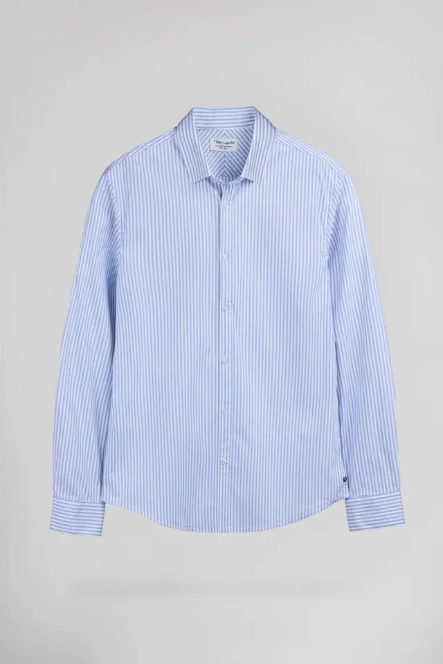Teddy Smith Carton ML camicia slim righe bianco blu uomo