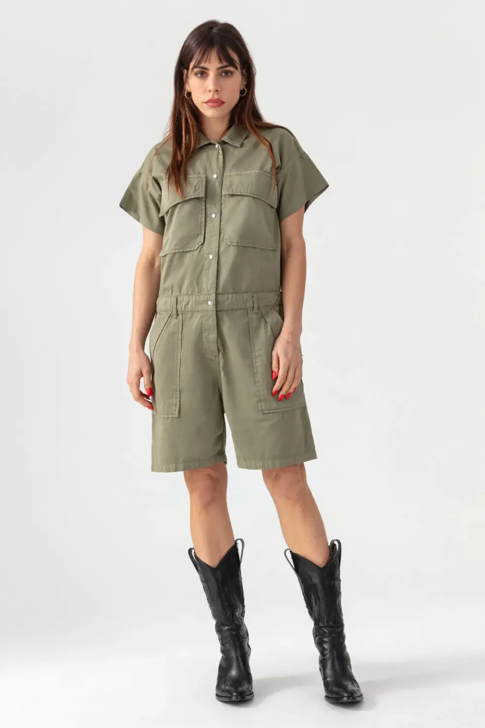 acquaverde Joey tuta corta Light Kaki gabardine