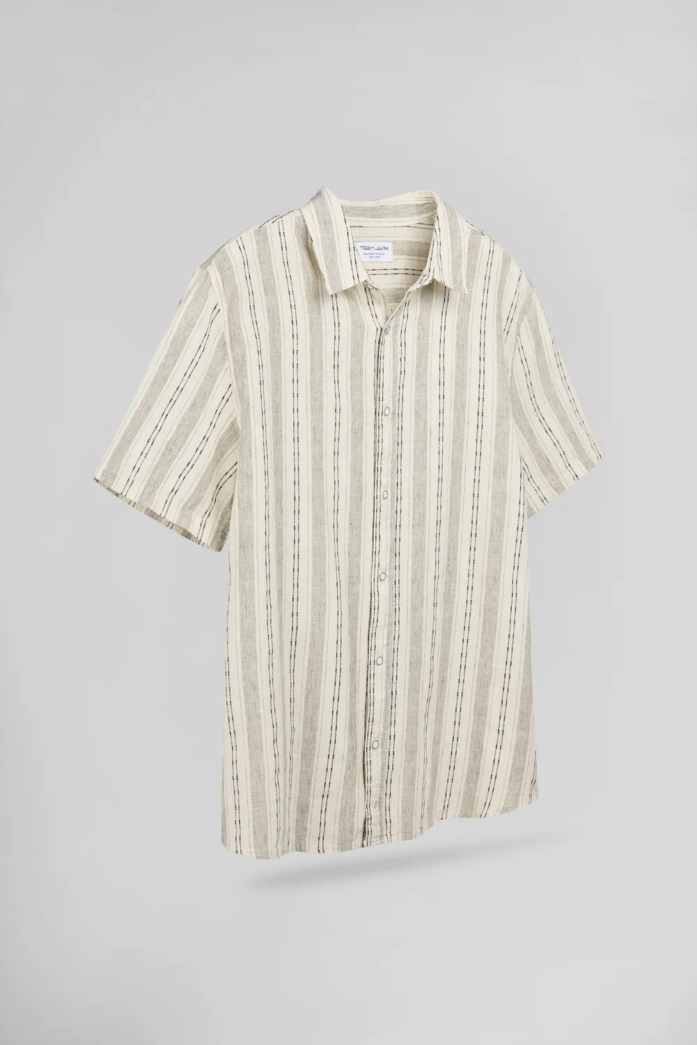Teddy Smith C-PIETRO STRIPE camicia lino beige chiaro