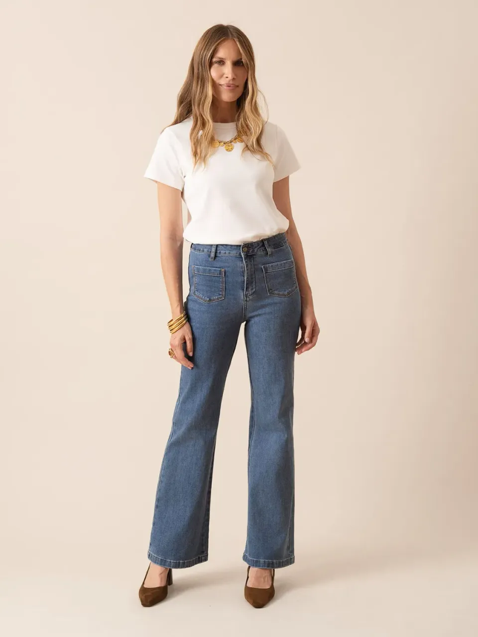 Oraije Gaspard jeans wide blu stone slavato