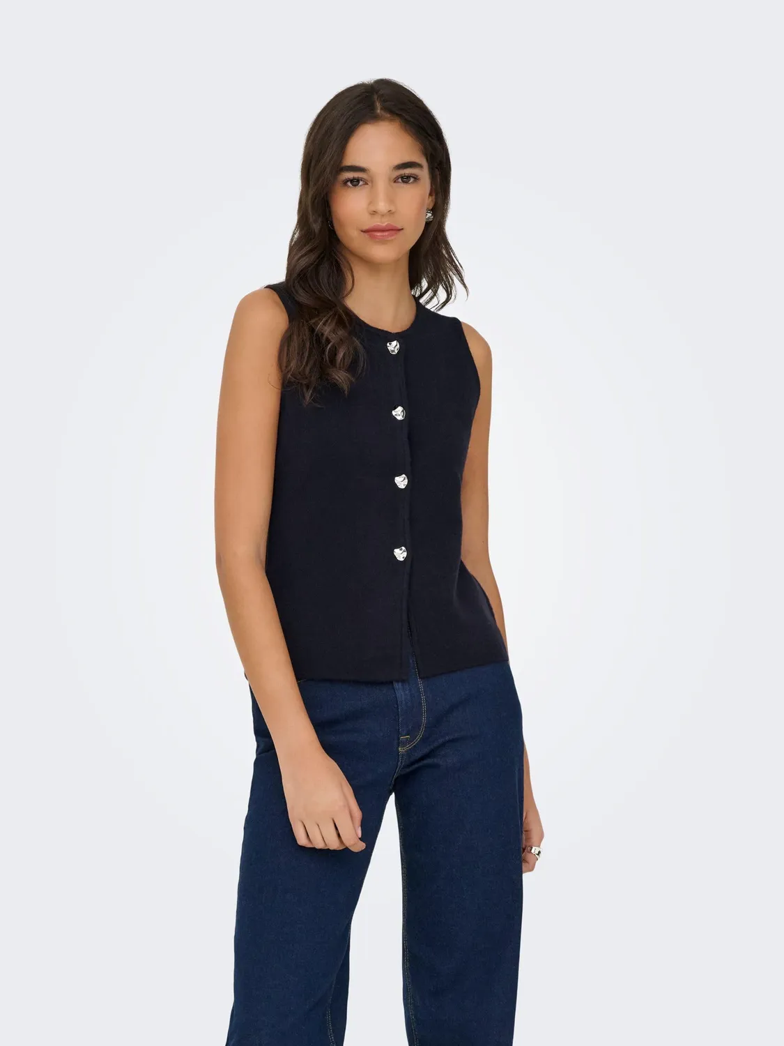 Only Onlibi Button SL Vest CC Knt gilet donna L cielo notturno