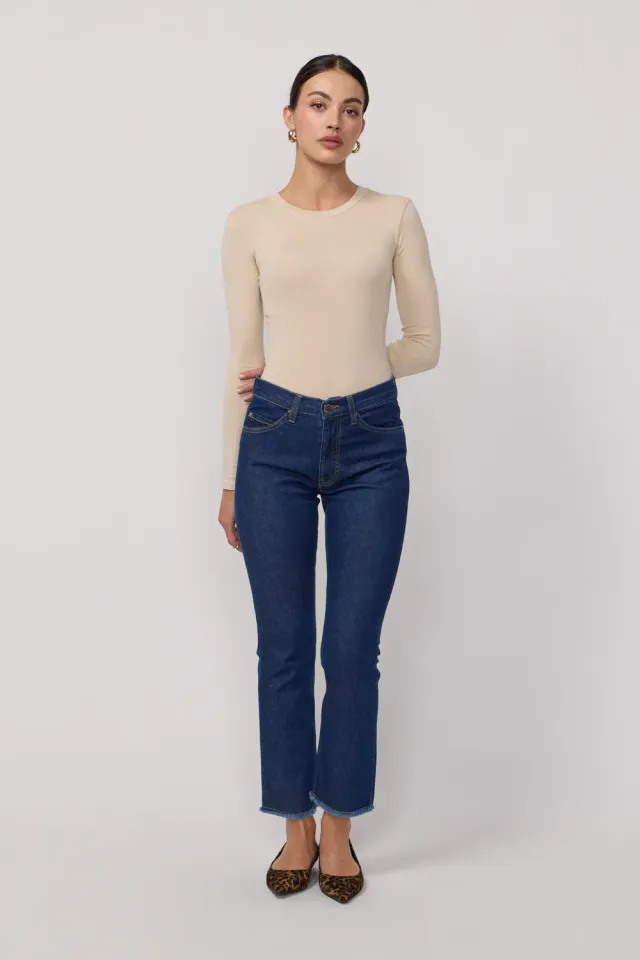 acquaverde Cara Brut Lavé jeans bootcut sfrangiati