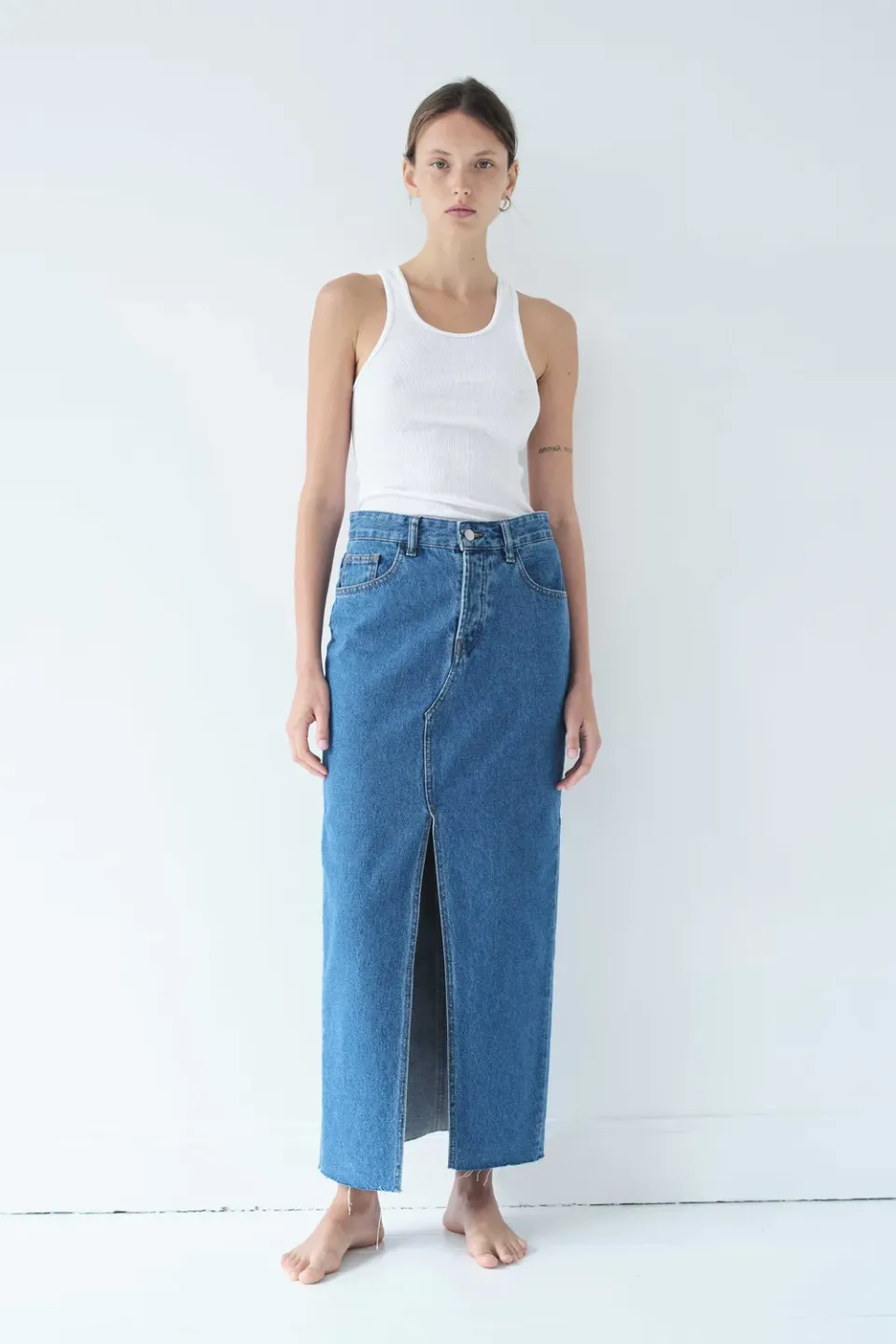 Acquaverde Harlow gonna jeans vintage worn spacco