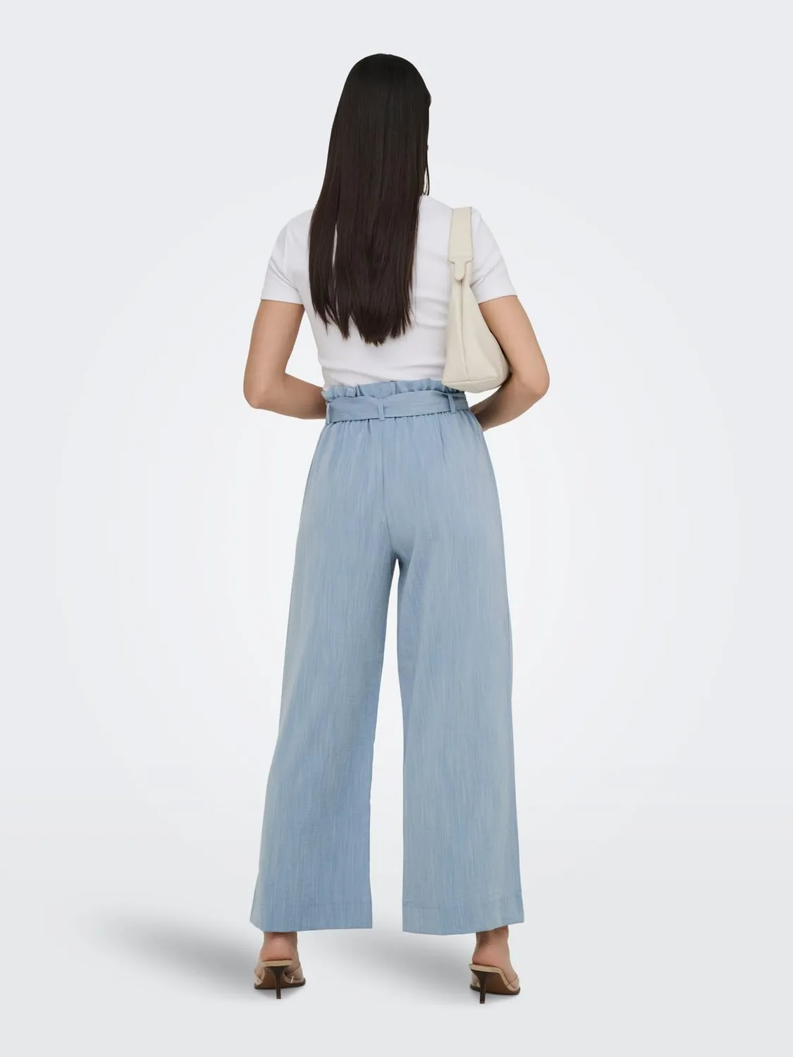 ONLY Onlmarsa Solid Paperbag pantaloni donna Denim Sbiadito vita alta