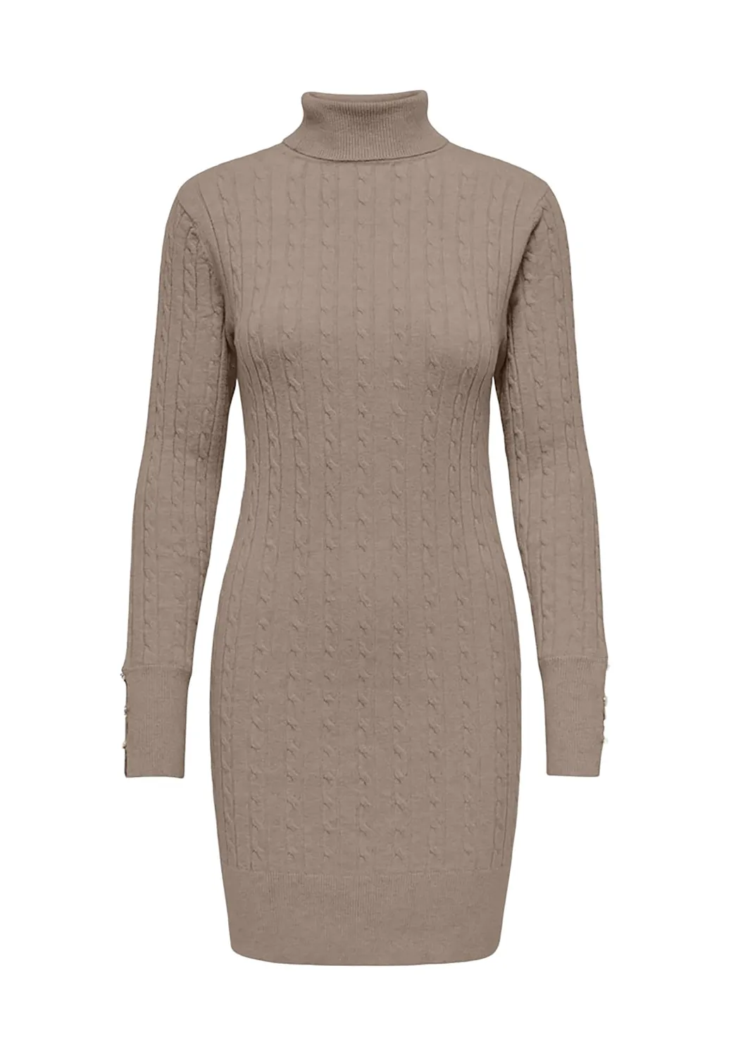 ONLY Onllouis LS Rollneck Cable Dress vestito mocha meringue treccia