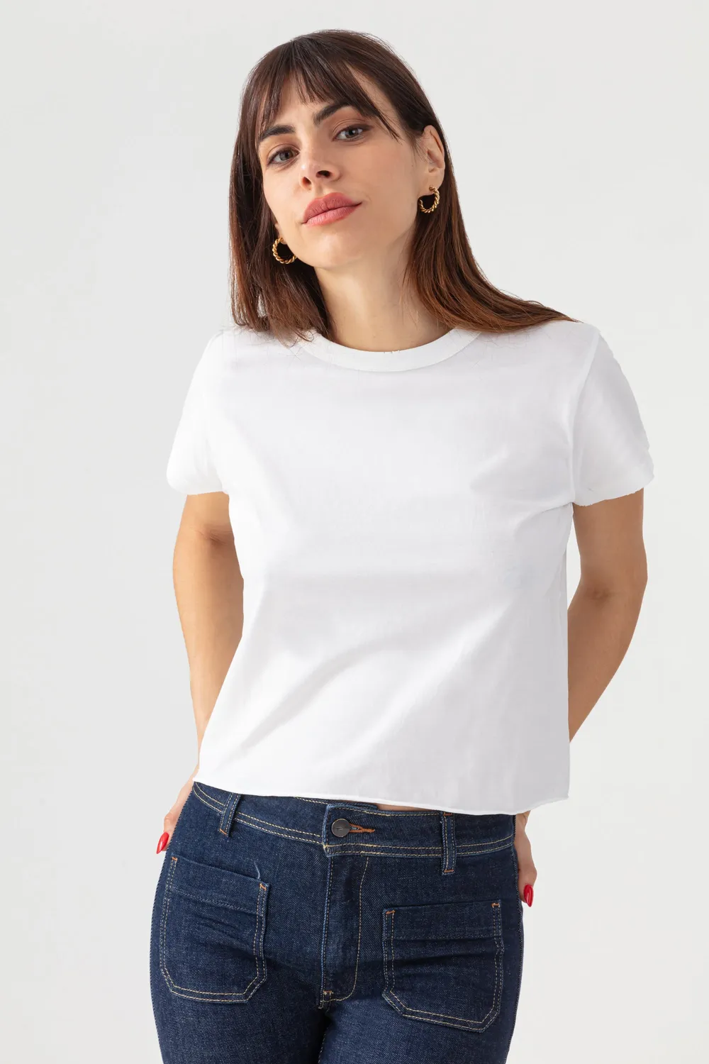 Acquaverde Court Effet Usé t-shirt cropped off white