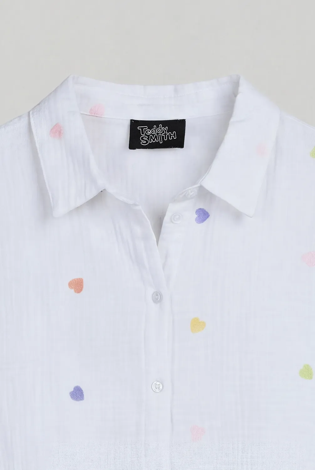 Teddy Smith C-Livana camicia bianca donna cuori garza