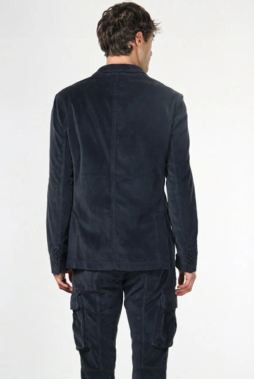 Mason's Tiziano blazer uomo blu notte velluto