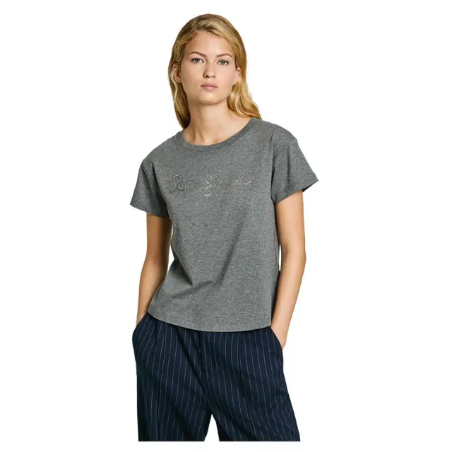 Pepe Jeans Gaia T-shirt donna M grigio regular fit strass