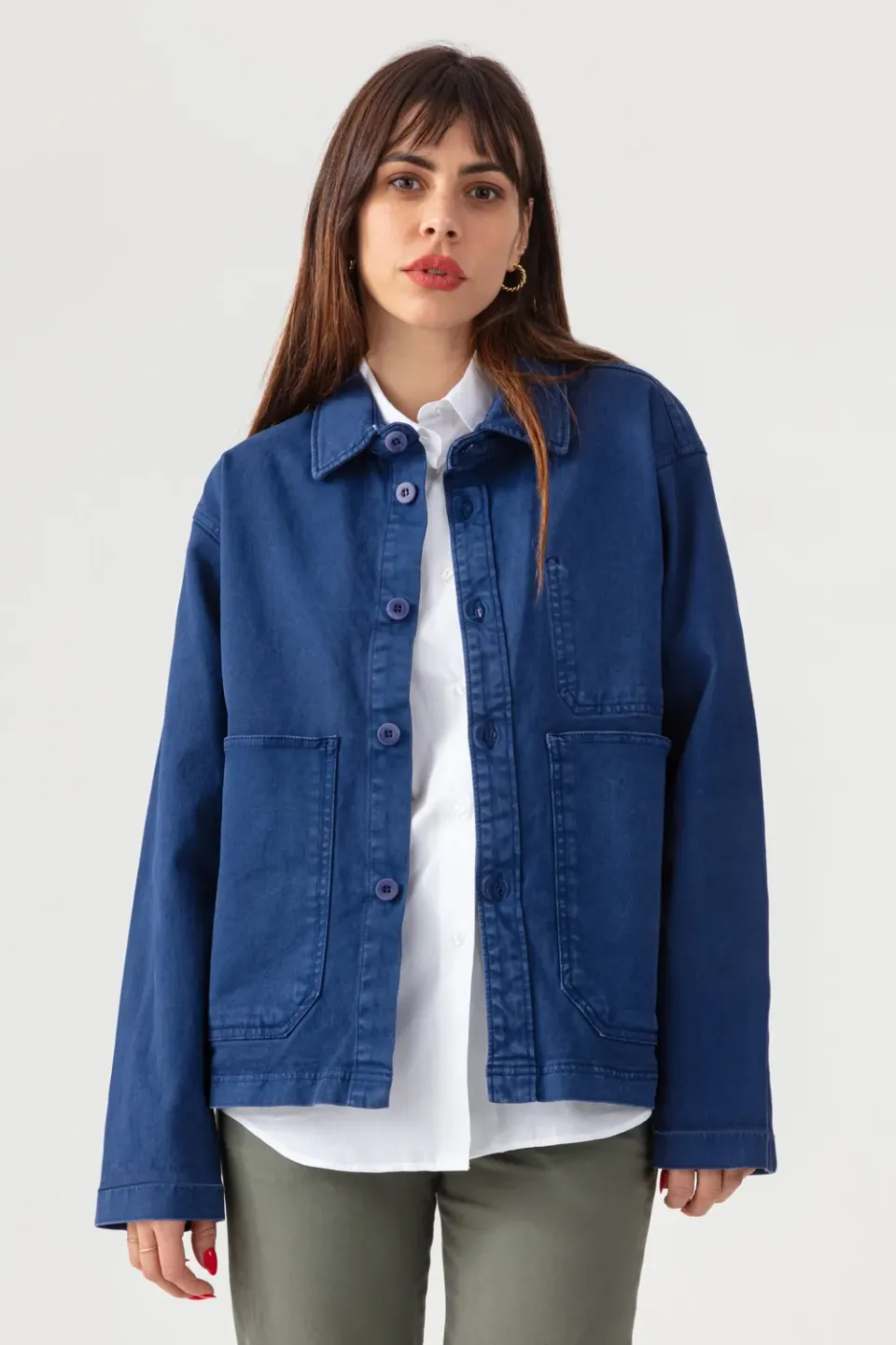 Acquaverde Abby giacca jeans Indigo tasche grandi