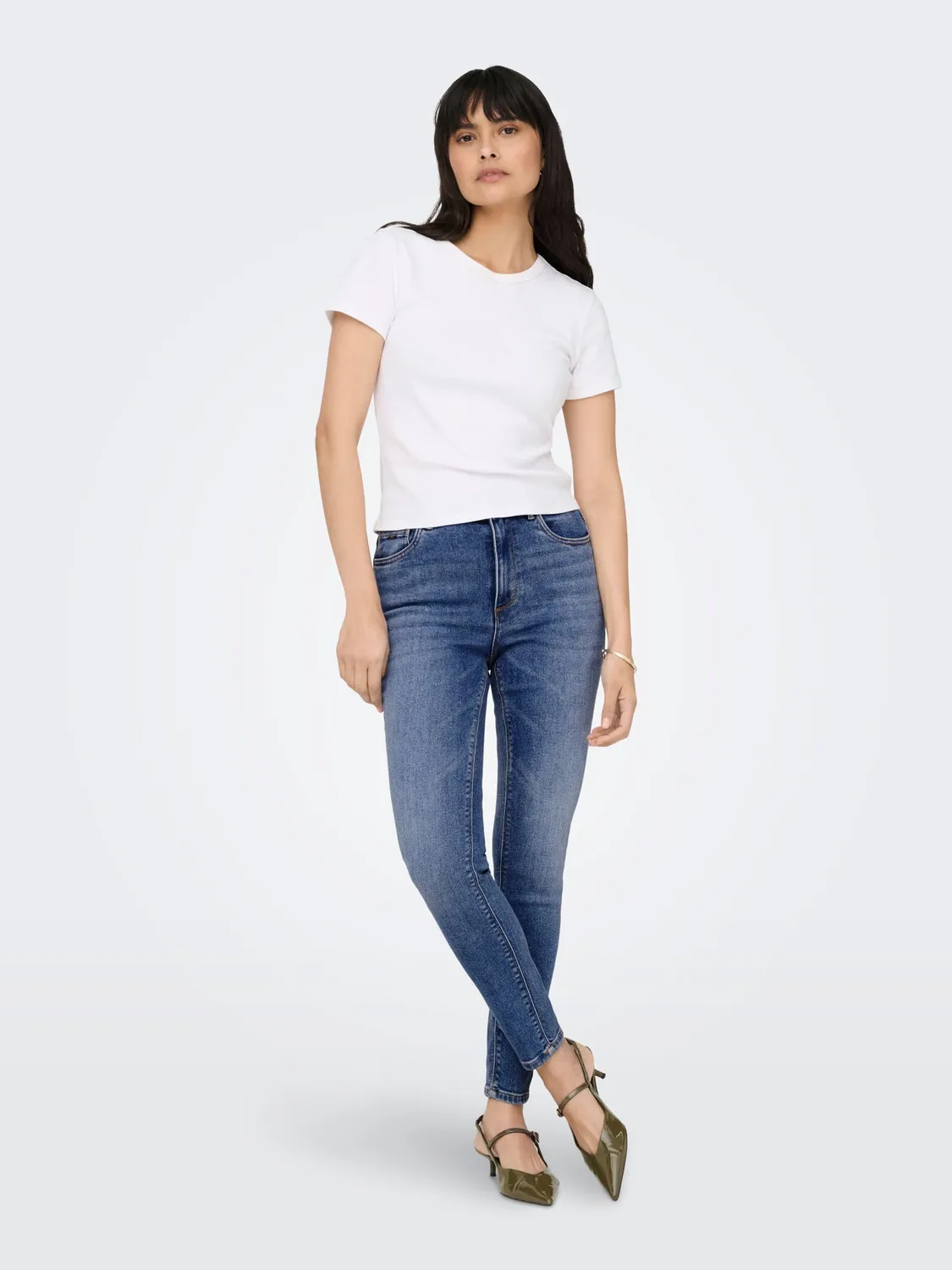 Only Onlroyal HW Skinny Pocket Cut Ext jeans donna nero