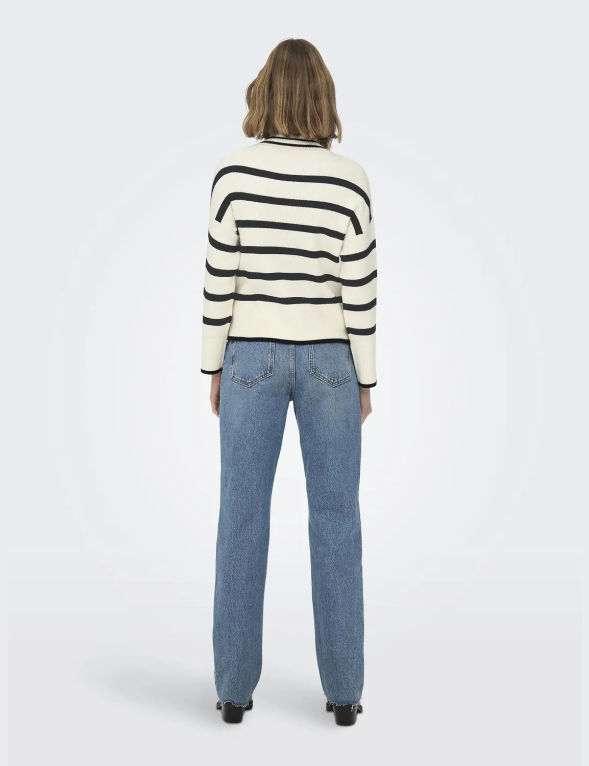 ONLY ONLIBI maglione donna nero girocollo righe