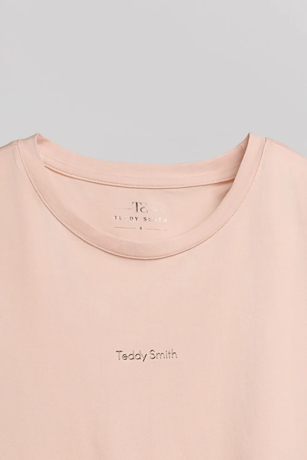 Teddy Smith T-Ribelle MC t-shirt rosa pallido cotone elasticizzato