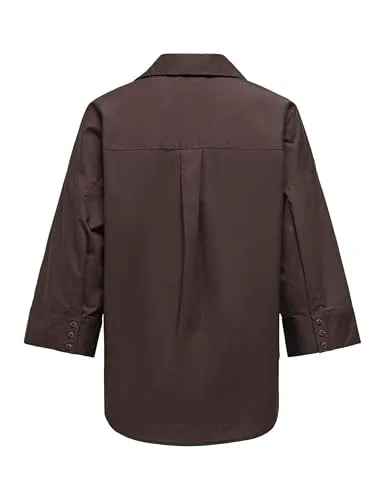 ONLY Onlsaja Keri 3/4 Shirt camicia caffè taglia S